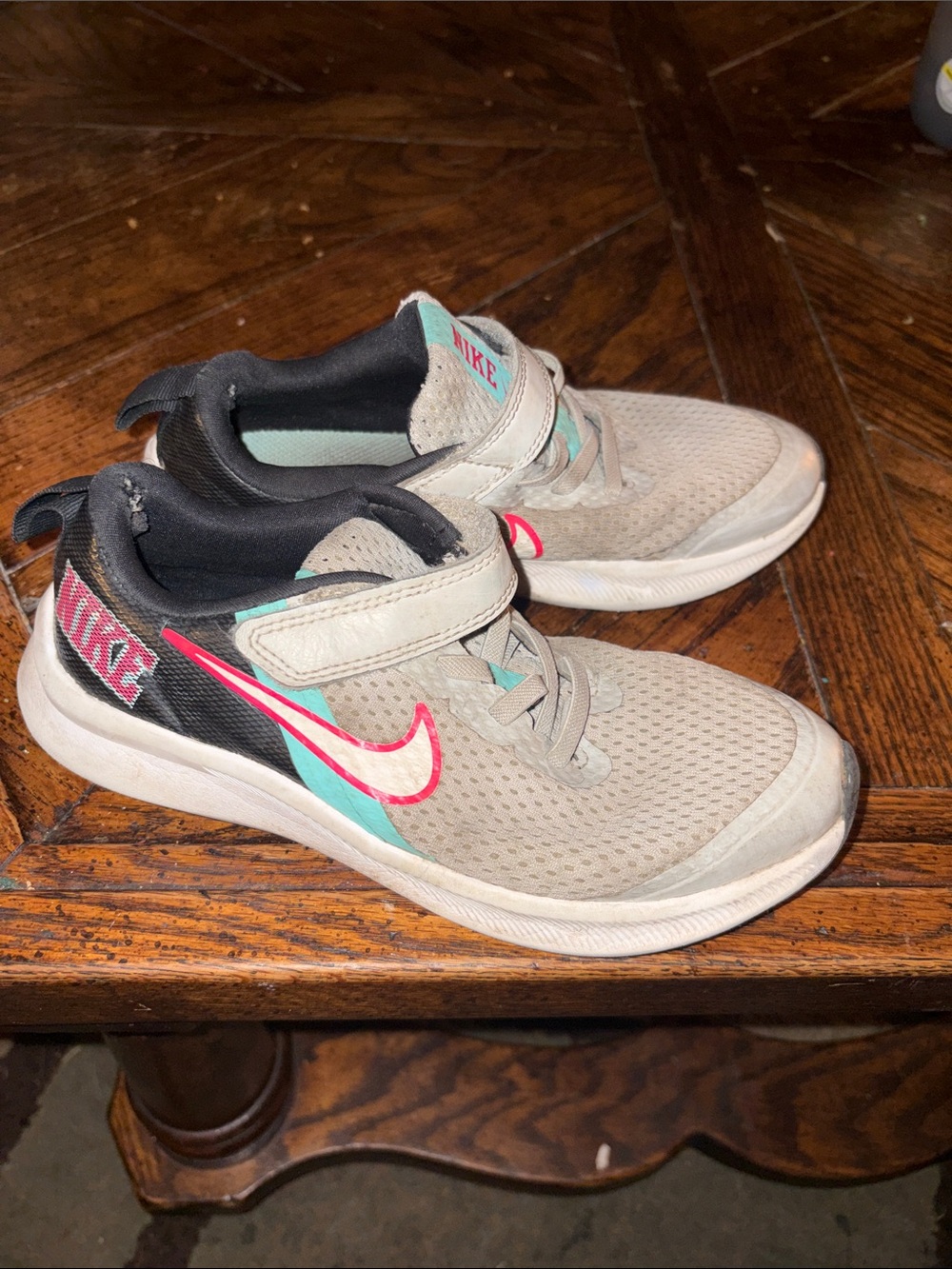 Nike Light Gray Sneakers with Pink & Teal Accents